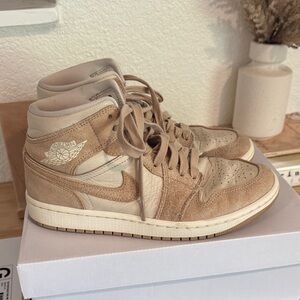 Jordan 1 Mid Tan Suede & Cream Leather Sneakers